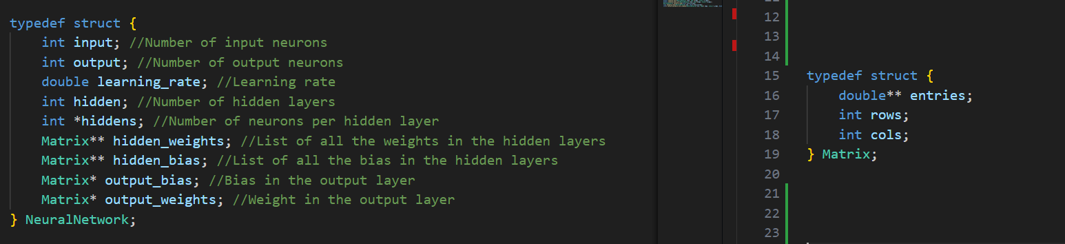Matrix and Neural Network Structures